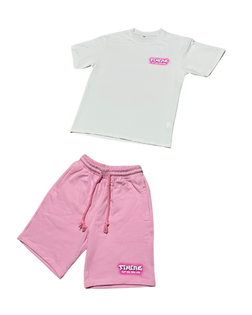 Graft & Pray Shorts Set - Pink & White